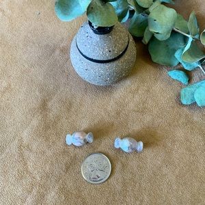 Green Flower Agate Bonbons Pair